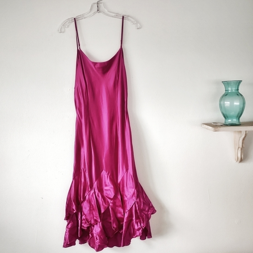 Papell Evening Silk Dress 12 Rose Midi New With Tags